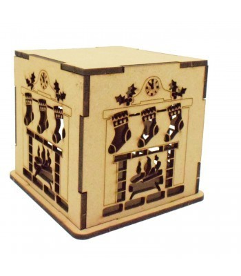 Laser cut Small Tea Light Box - Fireplace Design